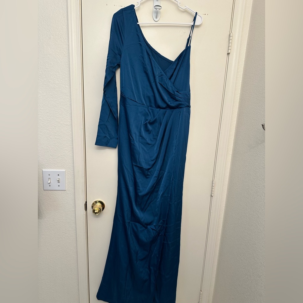 SHEIN One Shoulder Teal Dress